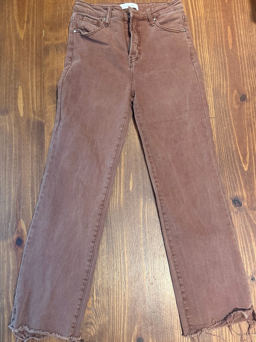 High-Rise Cropped Jeans in Warm Brown